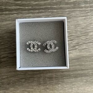 'CC' Silver Logo Stud Earrings